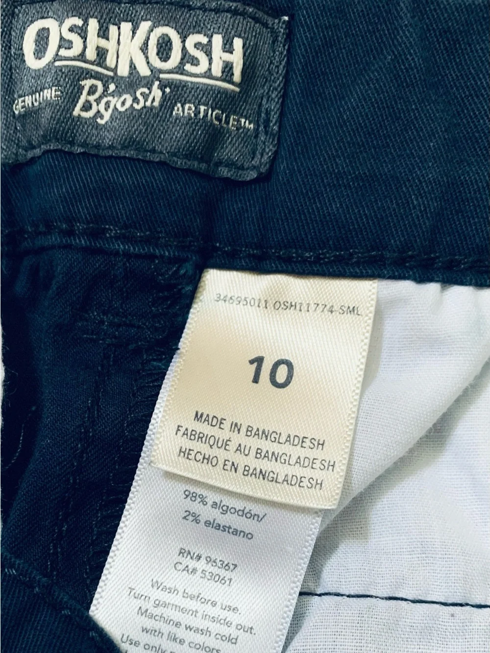 Boys 10 Set : OshKosh Navy Adjustable Waist Chino Pants & Blue Sweatshirt Like N